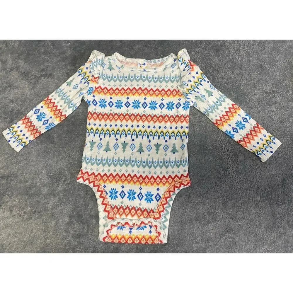 Old Navy Waffle Knit Winter Bodysuit Girls Size 6-12 Months